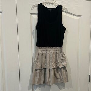 Chic Black and Cream Sleeveless Mini Dress